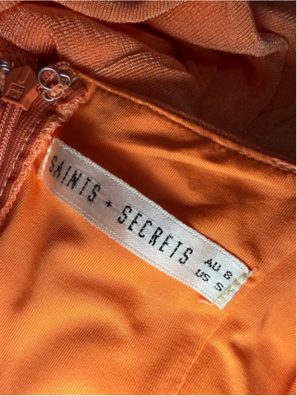 Women's Saints + Secrets Orange tiered halter Mini Dress S - Picture 8 of 9